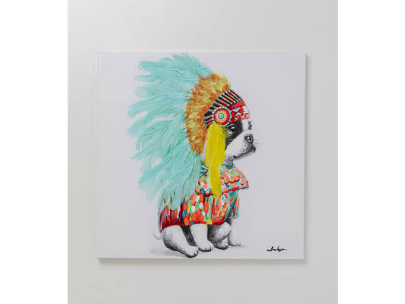 Headdress Dog obraz viacfarebný