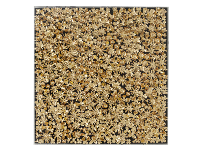 Gold Flower obraz čierny/zlatý 120x120 cm