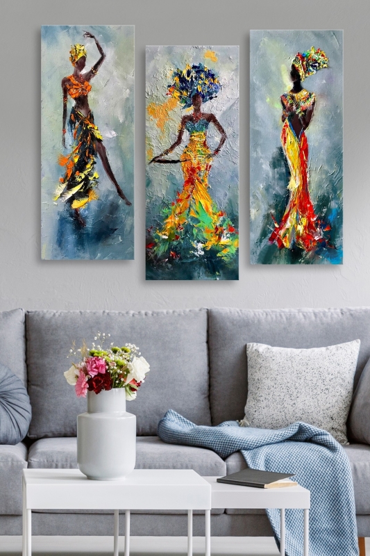 ASIR Súbor obrazov AFRICKÉ ŽENY 70 cm MDF