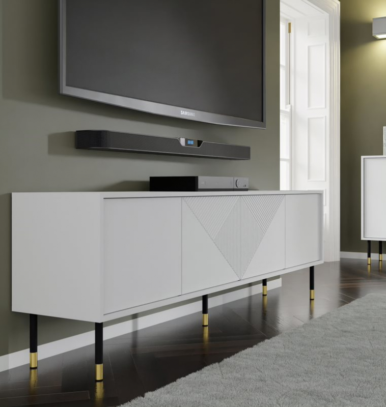 BIM TV stolík Woody 4D, 180 cm, biely matný