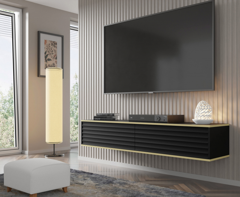 BIM TV stolík Wabi 180 cm, čierny matný