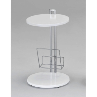 Príručný stolík s držiakom na časopisy, biela/chromovaná, ANABEL obr-11
