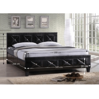 Manželská posteľ s roštom, ekokoža čierna, 160x200, CARISA obr-11