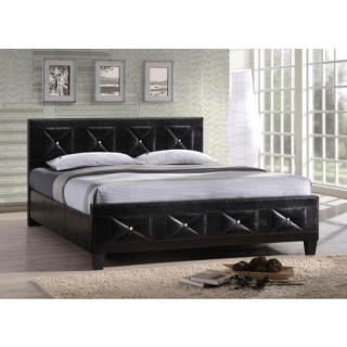 Manželská posteľ s roštom, ekokoža čierna, 180x200, CARISA obr-7