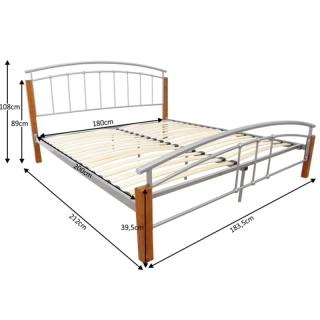 Manželská posteľ, drevo jelša/strieborný kov, 180x200, MIRELA obr-11