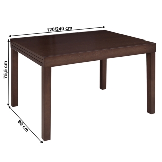 Jedálenský stôl, rozkladací, wenge, 120-240x90 cm, FARO obr-3