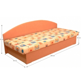 Celočalúnená váľanda so sendvičovým matracom, oranžová/vzor, EDVIN 03 obr-3