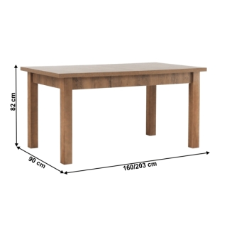 Jedálenský stôl, rozkladací, dub lefkas tmavý, 160-203x90 cm, MONTANA STW obr-3