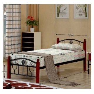 Kovová posteľ s roštom, 90x200, MAGENTA obr-4