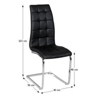 Jedálenská stolička, čierna ekokoža, chróm, DULCIA obr-3