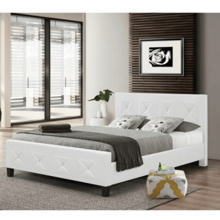 Manželská posteľ s roštom, ekokoža biela, 160x200, CARISA obr-5