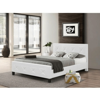 Manželská posteľ s roštom, ekokoža biela, 160x200, CARISA obr-7