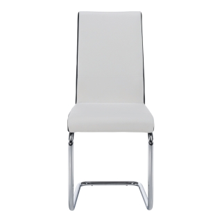 Jedálenská stolička, ekokoža biela, čierna/chróm, NEANA obr-1