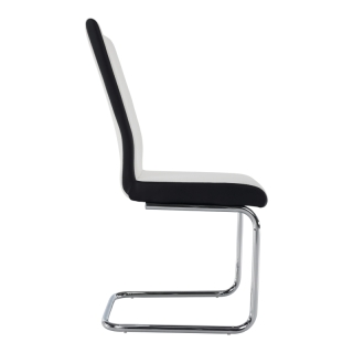 Jedálenská stolička, ekokoža biela, čierna/chróm, NEANA obr-2