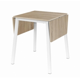 Jedálenský stôl, MDF fóliovaná/kov, dub sonoma/biela, 60-120x60 cm, MAURO obr-1