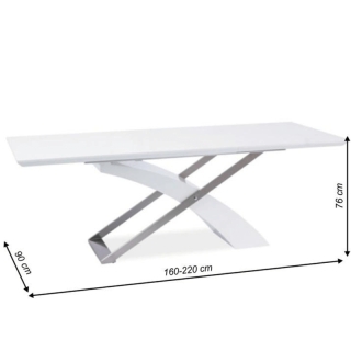 Jedálenský stôl, biela/biela extra vysoký lesk HG, 160-220x90 cm, KROS obr-2