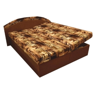 Manželská posteľ, s molitánovými matracmi, hnedá/vzor, PETRA obr-1