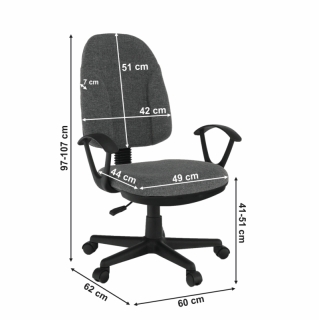 Kancelárska stolička, sivá látka, DEVRI obr-1