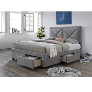 Luxusná posteľ s úložným priestorom, látka sivý melír, 160x200, XADRA obr-1