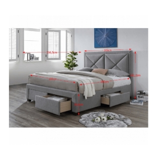 Luxusná posteľ s úložným priestorom, látka sivý melír, 180x200, XADRA obr-2