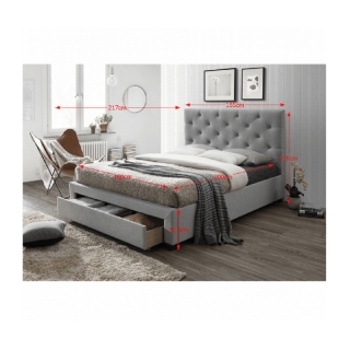 Moderná posteľ s úložným priestorom, sivá látka, 160x200, SANTOLA obr-2
