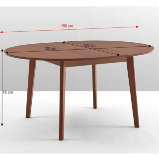 Jedálenský stôl, rozkladací, buk merlot, priemer 120 cm, ALTON obr-2