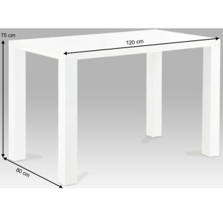 Jedálenský stôl, biela vysoký lesk HG, 120x80 cm, ASPER NEW TYP 2 obr-2