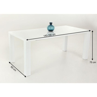 Jedálenský stôl rozkladací, biela vysoký lesk HG, 140-180x80 cm, ASPER NEW TYP 1 obr-3