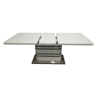 Jedálenský rozkladací stôl, biela vysoký lesk HG/čierne pásy, 160-200x90 cm, TUBAL obr-4