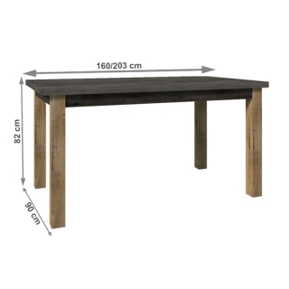Jedálenský stôl, rozkladací, dub lefkas tmavý/smooth sivý, 160-203x90 cm, MONTANA STW obr-3
