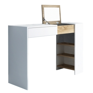 Toaletný stolík/písací stôl, biela/dub sonoma, ELIS obr-3