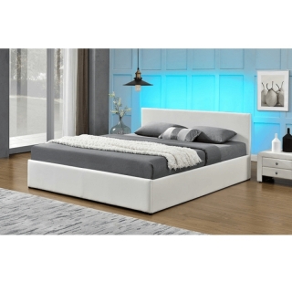 Manželská posteľ s RGB LED osvetlením, biela, 160x200, JADA NEW obr-1