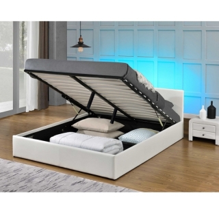Manželská posteľ s RGB LED osvetlením, biela, 180x200, JADA NEW obr-3