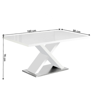 Jedálenský stôl, biela s vysokým leskom HG, 160x90 cm, FARNEL obr-1