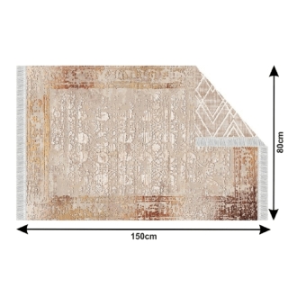 Obojstranný koberec, béžová/vzor, 80x150, NESRIN obr-3
