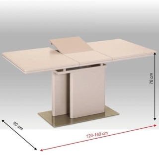 Jedálenský rozkladací stôl, capuccino extra vysoký lesk, 120-160x80 cm, VIRAT obr-1