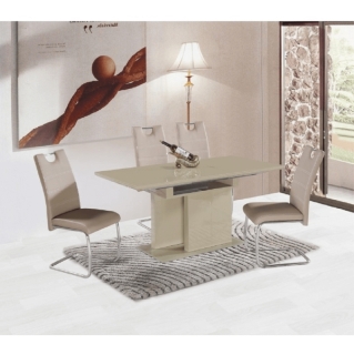 Jedálenský rozkladací stôl, capuccino extra vysoký lesk, 120-160x80 cm, VIRAT obr-2