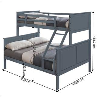 Poschodová rozložiteľná posteľ, sivá, NEVIL obr-2