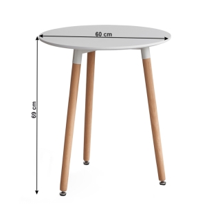 Jedálenský stôl, biela/buk, priemer 60 cm, ELCAN obr-1