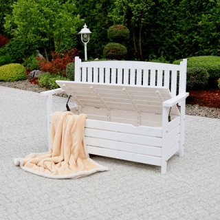Záhradná lavička, biela, 123,5 cm, DILKA obr-2