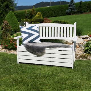 Záhradná lavička, biela, 123,5 cm, DILKA obr-3