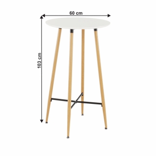 Barový stôl, biela/dub, priemer 60 cm, IMAM obr-2
