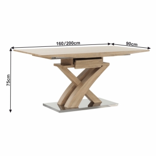 Jedálenský stôl, dub, 160-200x90 cm, BONET NEW TYP 2 obr-1