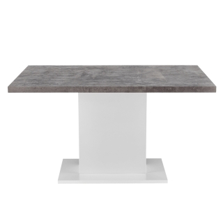 Jedálenský stôl, betón/biela extra vysoký lesk, 138x90 cm, KAZMA obr-1