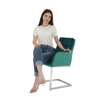 Jedálenská stolička, smaragdová Velvet látka/látka, CHIMENA obr-1