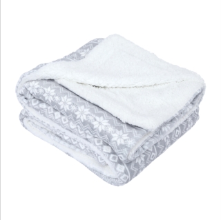 Obojstranná baránková deka, sivá/biela/vzor, 150x200, MARITA obr-4