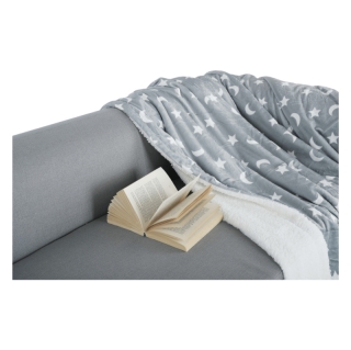 Obojstranná baránková deka, sivá/biela/vzor, 150x200, NAVO obr-2