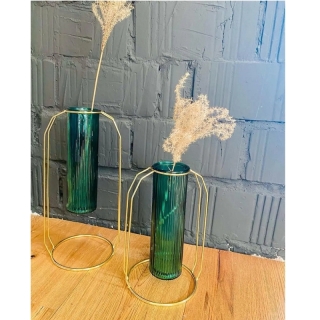 Vázy, set 2 ks, smaragdová/zlatá,  ROSEIN TYP 1 obr-1