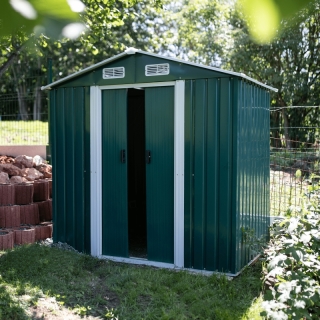 Plechový záhradný domček na náradie, zelená/biela, 2x1,3x1,8 m, HAMAL TYP 1 obr-2