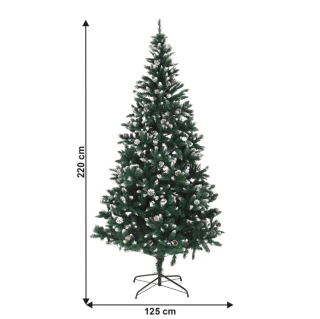 Vianočný stromček so šiškami, posnežený, 220 cm, CHRISTMAS TYP 4 obr-1